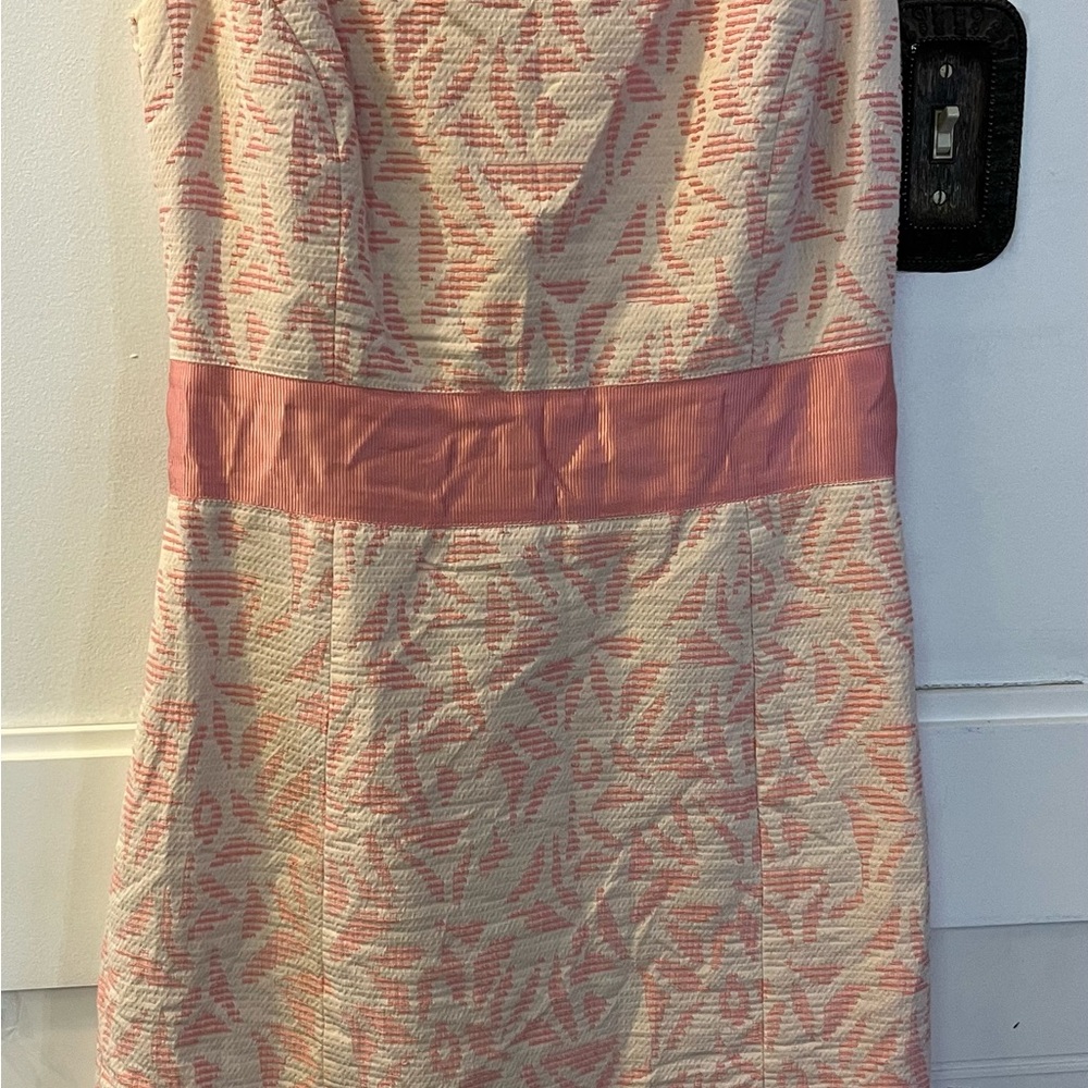 Ann Taylor Blush and Cream Textured Midi Dress
